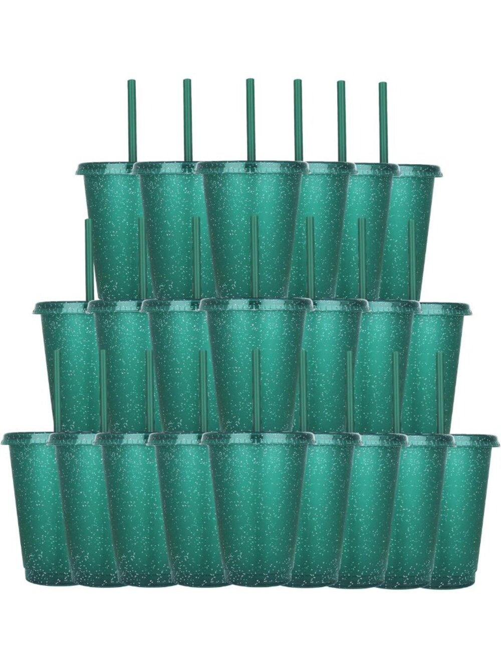 Reusable Iced Coffee Tumbler with Straw & Lid, 16oz Travel Mug - 22 Pack, Dark